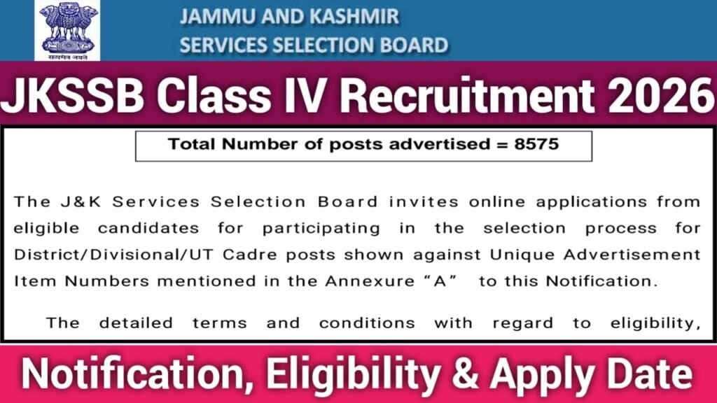 JKSSB Class IV Recruitment 2026