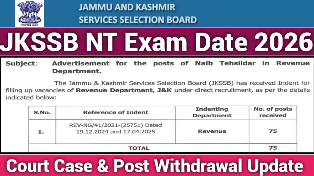 JKSSB NT Exam Date 2026