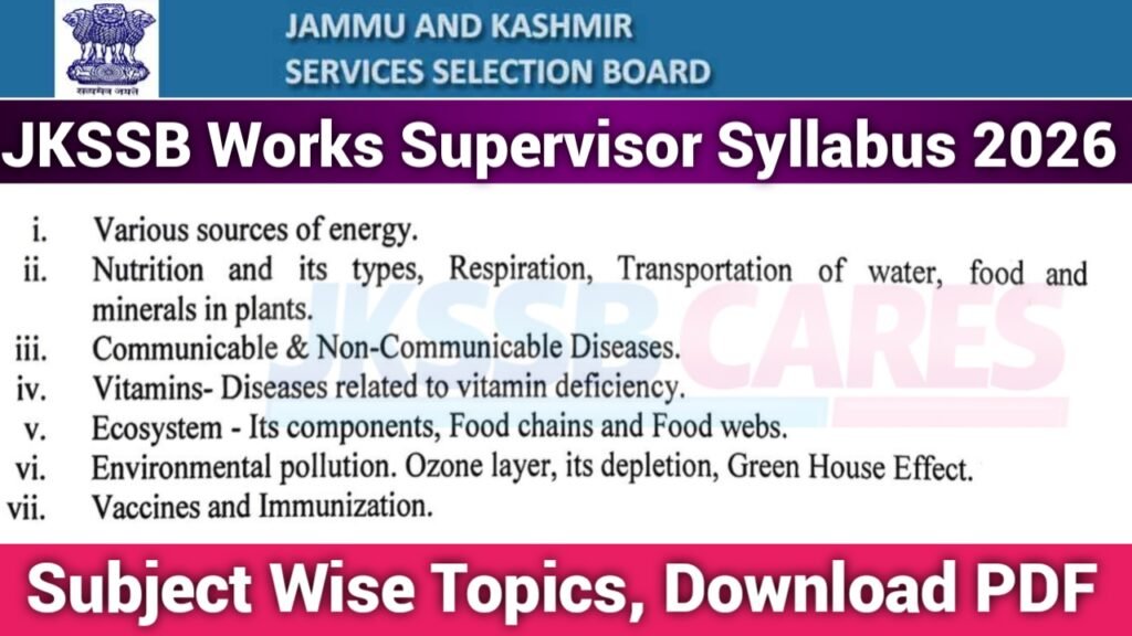 JKSSB Works Supervisor Syllabus 2026