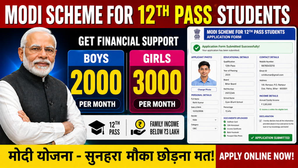 Modi Scheme for 12th Pass Students